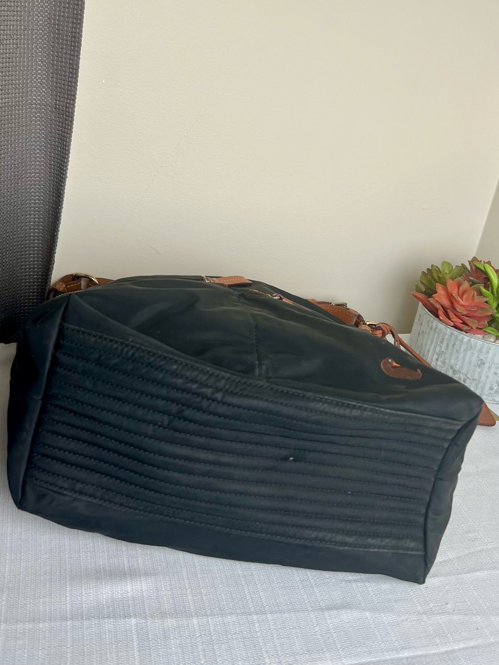 Dooney & Bourke Black Nylon Shoulder Bag with Brown Leather Trim - Picture 7 of 9